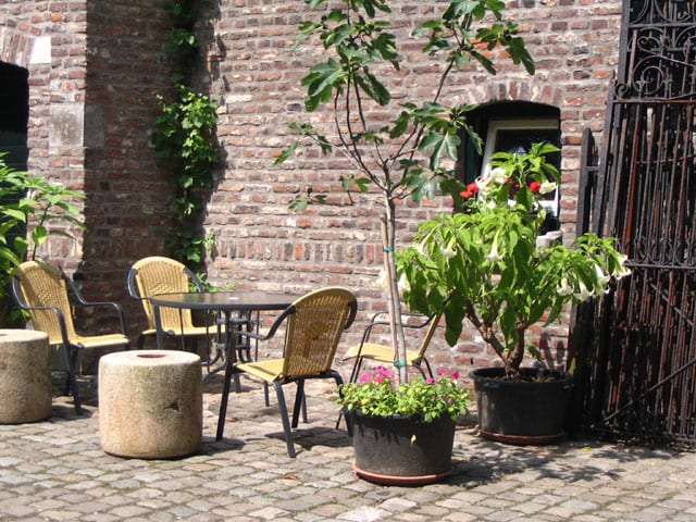 Het terras bij de vakantie appartementen in Limburg